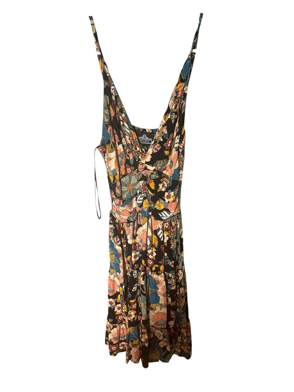Angie Floral Print Sleeveless Tiered Midi Dress